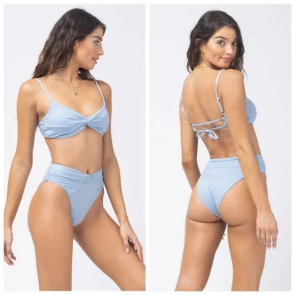 L*Space Ringo Nancy Lee Bikini Set Shimmer Sky Blue - Picture 9 of 9